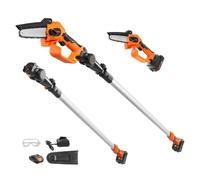 VEVOR Podadora de Pértiga Telescópica 2 en 1 con Batería de 20 V y 2 Ah Grosor de Corte de 13 cm Podadora Eléctrica con Batería y Funda de Cuchilla Sierra Telescópica para Cortar Ramas de Árboles