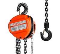 VEVOR Polipasto de Cadena Manual 1 T Polipasto de Cadena con Gancho de Bloque de 360° Altura de Elevación 2,8 m Acero Aleado G80 Guía de Cadena con Freno de Doble Trinquete para Garajes de Mercancías