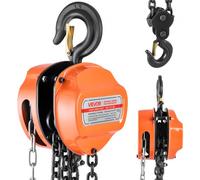 VEVOR Polipasto de Cadena Manual, Capacidad de 2 T, Polipasto Manual con Cadena Galvanizada G80 Mejorada, Altura de Elevación de 3 m, para Garaje, Almacén y Maquinaria Automotriz, Color Naranja