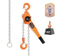 VEVOR Polipasto de Cadena Manual Carga de 1,5 T, Elevación de 6 m, Cadena de Acero Aleado G80 con Freno Mecánico de Doble Trinquete, Ganchos Giratorios de 360°, para Almacenes, Construcción, Garajes