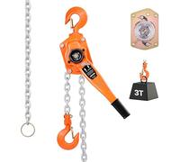 VEVOR Polipasto de Cadena Manual Carga de 3 T, Elevación de 6 m, Cadena de Acero Aleado G80 con Freno Mecánico de Doble Trinquete, Ganchos Giratorios de 360°, para Almacenes, Construcción, Garajes