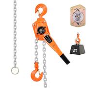 VEVOR Polipasto de Cadena Manual Carga de 3 T, Elevación de 6 m, Cadena de Acero Aleado G80 con Freno Mecánico de Doble Trinquete, Ganchos Giratorios de 360°, para Almacenes, Construcción, Garajes