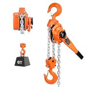 VEVOR Polipasto de Cadena Manual de Palanca, 6 T, Elevación 3 m, con Freno Mecánico de Doble Trinquete, con Ganchos Giratorios de 360°, para Almacén, Construcción y Garaje, 750 x 145 x 200 mm
