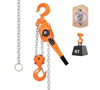 VEVOR Polipasto de Cadena Manual de Palanca, 6 T, Elevación 3 m, con Freno Mecánico de Doble Trinquete, con Ganchos Giratorios de 360°, para Almacén, Construcción y Garaje, 750 x 145 x 200 mm