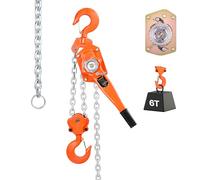 VEVOR Polipasto de Cadena Manual de Palanca, 6 T, Elevación 6 m, con Freno Mecánico de Doble Trinquete, con Ganchos Giratorios de 360°, para Almacén, Construcción y Garaje, 730 x 145 x 200 mm