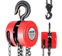 VEVOR Polipasto de cadena manual, Polipasto de Polea Redondo con Cadena Galvanizada G70 Mejorada, Altura de Elevación de 3 m Carga de 2 T para Garaje, Almacén y Maquinaria Automotriz, Rojo