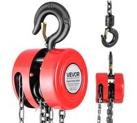 VEVOR Polipasto de Cadena Manual, Polipasto de Polea Redondo con Cadena Galvanizada G70 Mejorada, Altura de Elevación de 3 m Carga de 1 T para Garaje, Almacén y Maquinaria Automotriz, Rojo
