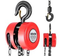 VEVOR Polipasto de cadena manual, Polipasto de Polea Redondo con Cadena Galvanizada G70 Mejorada, Altura de Elevación de 6 m Carga de 1 T para Garaje, Almacén y Maquinaria Automotriz, Rojo