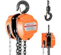 VEVOR Polipasto de Cadena Manual, Polipasto de Polea Resistente con Cadena Galvanizada G80 Mejorada, Altura de Elevación de 6 m Carga de 1 T para Garaje, Almacén y Maquinaria Automotriz, Naranja