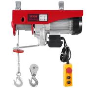 VEVOR Polipasto Eléctrico Carga de 1200kg Cabrestante Eléctrico 230V Control Remoto con Cable de 4,2m Eslinga Simple Doble Parada de Emergencia Polipasto Elevador para Garaje, Almacén, Fábrica