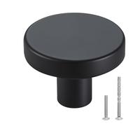 VEVOR Pomos Compactos para Gabinete, 10 Unidades, Aleación de Zinc Forjado, Forma de Hongo, Estilo Versátil, con Tornillos, Resistente al Desgaste y a la Deformación, Color Negro, Ø 32 x 23 mm