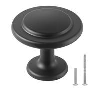 VEVOR Pomos para Armario, 30 uds, 3 cm, Aleación de Zinc, Forma de Hongo, con Tornillos, Resistente al Desgaste y a la Deformación, para Cómodas, Armarios y Alacenas, Color Negro, Ø 31 x 27 mm