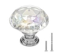 VEVOR Pomos para Gabinete, Tiradores de Acrílico y Aleación de Zinc con Forma Diamante y Tornillos, para Cajones, Puertas, Baño y Dormitorio, Acrílico Transparente y Base de Plata Pulida, 12 uds