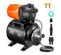 Bomba para pozos poco profundos VEVOR de 1 HP con tanque de presión, 1000 GPH/3700 L/H, bomba de refuerzo de agua de riego automática con elevación de 164 pies, interruptor de presión de 20/40 PSI, ca