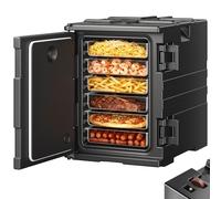 VEVOR Porta Bandeja Aislada Caja Caliente 90 L para Catering Porta Latas de Alimentos con Bucles Dobles Calentador de Alimentos de Carga Frontal con Asas Cargador Final Apilable para Restaurante