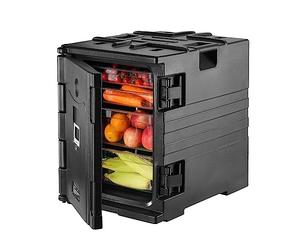 VEVOR Porta bandeja aislada caja caliente 90L para catering porta latas de alimentos LLDPE con bucles dobles calentador de alimentos de carga frontal con asas cargador final apilable para restaurante