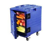 VEVOR Porta recipientes aislados para alimentos caja caliente de 90 L para catering porta cajas de alimentos LLDPE con hebilla de una pieza de carga frontal con asas, cargador final con ruedas