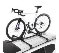 VEVOR Portabicicletas Vertical de Techo con Sistema de Bloqueo Seguro a la Mayoría de Las Barras Transversales Estándar, Carga 15 kg, para 1 Bicicleta de Coche o SUV, a Rueda 508 a 737 mm, Negro