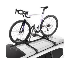 VEVOR Portabicicletas Vertical de Techo con Sistema de Bloqueo Seguro a la Mayoría de las Barras Transversales Estándar, Carga 15 kg, para 1 Bicicleta de Coche o SUV, a Rueda 508 a 737 mm, Negro
