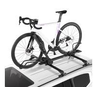 VEVOR Portabicicletas Vertical Plegable, con Sistema de Bloqueo y Brazo Ajustable para Barras Transversales con Ranura en T, para Coche, SUV, Carga 15 kg, Color Negro, para Rueda de 508 a 737 mm