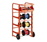 VEVOR Portacarretes de Alambre, Dispensador de Múltiples Carretes con 11 Varillas, Ruedas, Soporte para Cables con Bandeja para Guardar Cableado para Uso Eléctrico, Industrial y Minorista