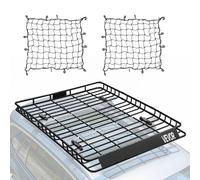 VEVOR Cesta para Portaequipajes de Techo 163x127x10,5 cm con Dos Redes de Carga de 90 x 100 cm Carga Máxima de 68 kg Portaequipajes de Acero de Aleación Soporte de Equipajes para SUV, Camión, Coche