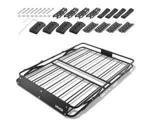 VEVOR Portaequipajes para Techo 116,8 x 91,4 x 10,2 cm Plegable, Cesta de Techo para Coche Carga de 90,72 kg, Portaequipajes de Coche para Todo Tipo de Clima, Cesta de Equipaje para SUV, Camioneta