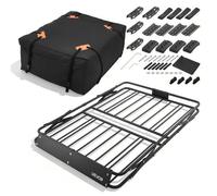 VEVOR Portaequipajes para Techo 129,5 x 91,4 x 10,2 cm Plegable, Cesta de Techo para Coche Carga de 90,72 kg, Portaequipajes de Coche para Todo Tipo de Clima, Cesta de Equipaje para SUV, Camioneta
