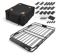 VEVOR Portaequipajes para Techo 129,5 x 91,4 x 10,2 cm Plegable, Cesta de Techo para Coche Carga de 90,72 kg, Portaequipajes de Coche para Todo Tipo de Clima, Cesta de Equipaje para SUV, Camioneta