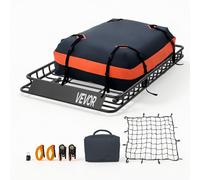 VEVOR Portaequipajes para Techo 137,1 x 86,4 x 10,2 cm, Cesta de Techo para Coche Carga de 90,72 kg, Portaequipajes de Coche con Bolsa, Red de Carga, Correas de Trinquete, Cesta de Equipaje para SUV