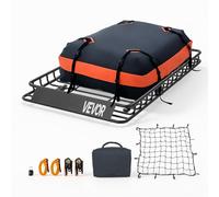 VEVOR Portaequipajes para Techo 137,1 x 86,4 x 10,2 cm, Cesta de Techo para Coche Carga de 90,72 kg, Portaequipajes de Coche con Bolsa, Red de Carga, Correas de Trinquete, Cesta de Equipaje para SUV