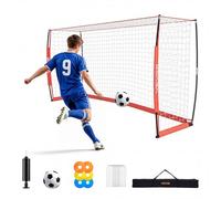VEVOR Portería de Fútbol de 3,6 x 1,8 m Plegable, con Base Metálica, Rojo