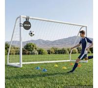 VEVOR Portería de Fútbol 3,65 x 1,82 m, Tubos de PVC, con Red de PE, Resistente a la Intemperie, Portátil, con Objetivo y Conos, para Entrenamiento en Jardín, Exterior, para Niños y Adultos, Blanco