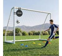 VEVOR Portería de Fútbol de 3 x 2 m, Tubos de PVC, con Red de PE, Resistente a la Intemperie, Portátil, con Objetivo y Conos, para Entrenamiento en Jardín, Exterior, para Niños y Adultos, Blanco