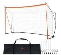 VEVOR Portería de Fútbol Portátil, para Patio Trasero para Adultos y Niños, con Estructura Acero y Fibra de Vidrio, para Todo Tipo Clima con Bolsa de Transporte, Naranja, 3640 x 1930 x 1100 mm