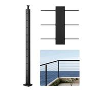 VEVOR Poste de Barandilla de Cable, 1 Pieza Poste de Barandilla 91,4 x 2,5 x 5 cm en Forma de L, Poste de Acero Inoxidable SUS304 con Soporte Horizontal y Curvo, Negro, 1JZLGZXHS914IVCFL001V0