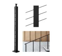 VEVOR Poste de Barandilla de Cable, 1 Pieza Poste de Barandilla 91,4 x 5 x 5 cm en Ángulo de 30°, Poste de Acero Inoxidable SUS304 con Soporte Horizontal y Curvo, Negro, 1JZLGZXHS914YIVIS001V0