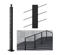 VEVOR Poste de Barandilla de Cable con Orificio en Ángulo de 30°, 91,4 x 2.5 x 5 cm Poste de Riel de Cable de Acero Inoxidable SUS304 Soporte Horizontal y Curvado, Negro, 1JZLGZHS91424HS5GV0