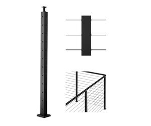 VEVOR Poste de Barandilla de Cable, 1 PCS Poste de Barandilla 106,7 x 5 x 5 cm con Orificios Pretaladrados en Forma de L, Poste de Acero Inoxidable SUS304 con Soporte Horizontal y Curvo, Negro