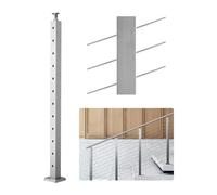 VEVOR Poste de Barandilla de Cable, 1 PCS Poste de Barandilla 106,7 x 5 x 5 cm en Ángulo de 30°, Poste de Acero Inoxidable SUS304 con Soporte Horizontal y Curvo, Plata, 1JZLGZXYS1062TLWC001V0
