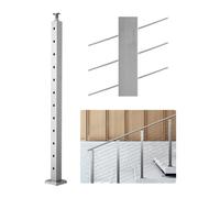 VEVOR Poste de Barandilla de Cable, 1 PCS Poste de Barandilla 106,7 x 5 x 5 cm en Ángulo de 30°, Poste de Acero Inoxidable SUS304 con Soporte Horizontal y Curvo, Plata, 1JZLGZXYS1062TLWC001V0