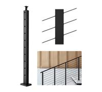 VEVOR Poste de Barandilla de Cable, 1 PCS Poste de Barandilla 91,4 x 2,5 x 5 cm Ángulo de 30°, Poste de Acero Inoxidable SUS304 con Soporte Horizontal y Curvo, Negro, 1JZLGZXHS91402OS1001V0