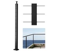 VEVOR Poste de Barandilla de Cable, 1 Pieza Poste de Barandilla 106,7 x 2,5 x 5 cm en Forma de L, Poste de Acero Inoxidable SUS304 con Soporte Horizontal y Curvo, Negro, 1JZLGZXHS10607YXO001V0
