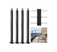 VEVOR Poste de Barandilla de Cable, 4 PCS Postes de Barandilla 91,4 x 2,5 x 5 cm Poste de Riel de Cable de Acero Inoxidable SUS304 con Soporte Horizontal y Curvo, Negro, 4JZLGZXHS914UUOI6001V0