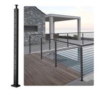 VEVOR Poste de Barandilla de Cable con Orificio en Forma de L de 106,7 x 2,5 x 5 cm Poste de Riel de Cable de Acero Inoxidable SUS304 con Soporte Horizontal y Curvo, Negro, 1JZLGZHS1067CSWRBV0