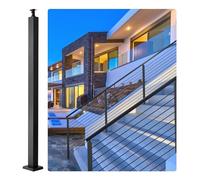 VEVOR Poste de Barandilla de Cable de Acero de 91,4 x 5 x 5 sin Agujeros, Poste de Riel de Cable de Acero Inoxidable SUS304, Poste de Pasamanos de Escalera con Soporte Horizontal y Curvado, Negro