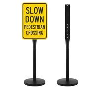 VEVOR Poste de Letrero, Altura de 1230 mm, Paquete de 2 Piezas, Poste de Señal de Metal, con Orificios Múltiples, para Estacionamiento Tráfico Construcción Aviso de Advertencia de Calle, Color Negro