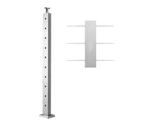 VEVOR Poste de Pasamanos de Cable Poste de Barandilla para Escalera de Terraza 91,4x2,5x5 cm Poste de Acero Inoxidable con Piquetes Preperforados Soporte de Montaje, Plateado, 1JZLGZXYS914I4BDB001V0