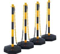 VEVOR Poste de Tráfico 4 Piezas Poste Límite con Base Rellenable Cono de Tráfico de Altura Ajustable Cadena Larga 2,4 m para Control de Tráfico Sitio de Construcción Estacionamiento, Amarillo y Negro