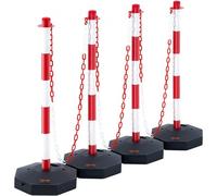 VEVOR Poste de Tráfico 4 Piezas Poste Límite con Base Rellenable Cono de Tráfico de Altura Ajustable Cadena Larga 2,4 m para Control de Tráfico Sitio de Construcción Estacionamiento, Rojo y Blanco